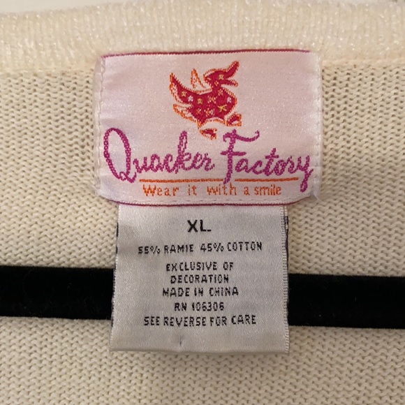 Quaker Factory Christmas sequined creme sweater! - Picture 2 of 9